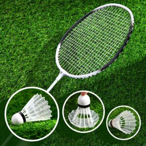 Patiassy Portable Badminton Net Set with 4 Badminton Rackets, Badminton Shuttlecocks and Carrying Bag for Backyard(White)