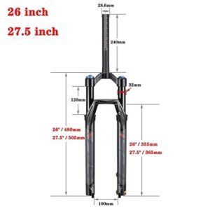 LvTu Mountain Bike Suspension Fork 26 27.5 29 Inch, Magnesium Alloy with Expander Plug Accessories (Color : Remote Lockout, Size : 26 inch)