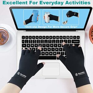 2 Pairs Compression Gloves for Women and Men – Copper Arthritis Gloves for Rheumatoid Arthritis Osteoarthritis Carpal Tunnel – Hand Pain Relief and Support – Open Finger (Black, X-Large (2 Pair))