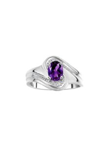 rylos rings for women silver swirl ring with 7x5mm oval gemstone & diamond ring february amethyst jewelry size 10