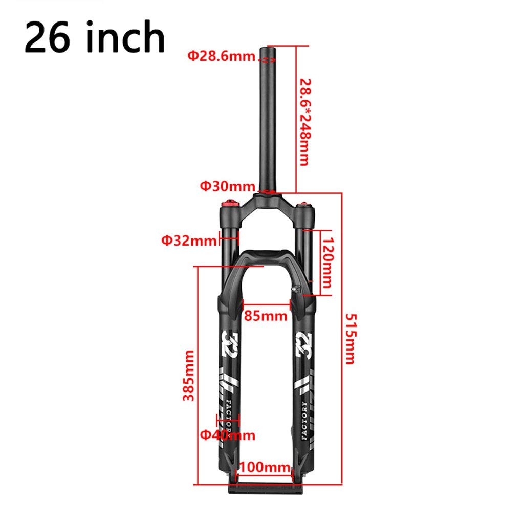 LvTu Fork 26/27.5/29 Inch, 1-1/8" Alloy Straight Air Supension Forks Bike Accessories Shock with Expander Plug (Color : Manual Lockout, Size : 26 inches)