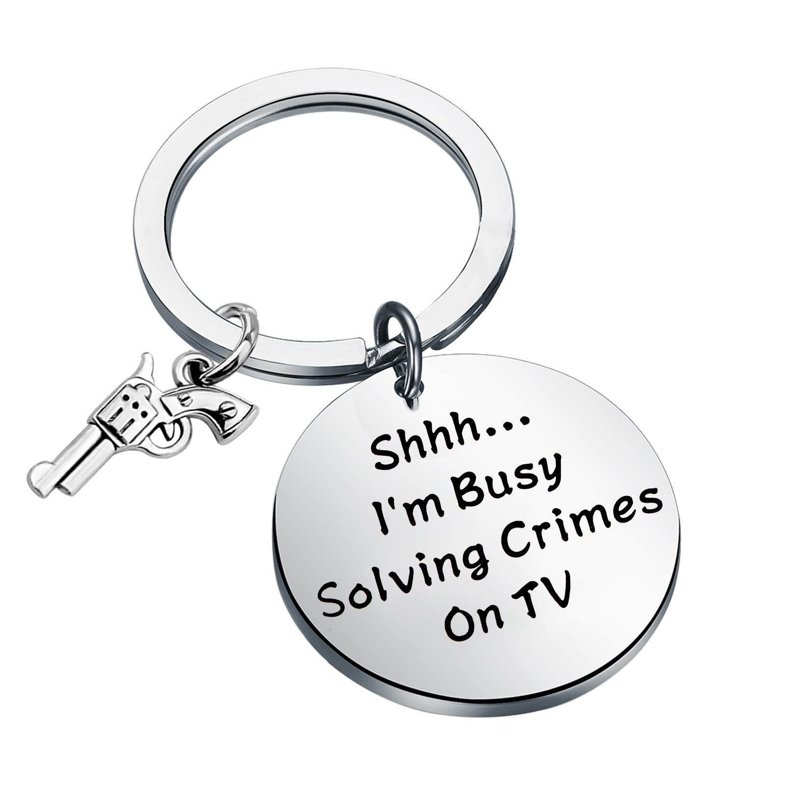 SEIRAA Criminal Minds TV Series Gifts Criminal Minds Inspired Keychain Criminal Minds Fans Gift Shhh I’m Busy Solving Crimes On TV (Crimes On TV Keychain)