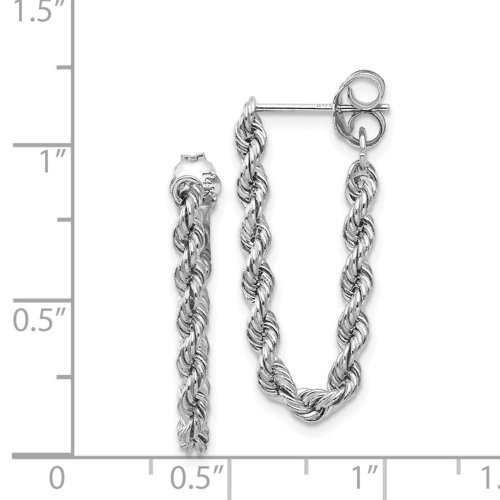 14K White Gold Rope Chain Dangle Post Earring QTL857