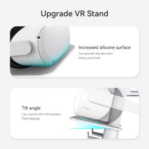 KIWI design VR Stand Accessories Compatible with Quest 2/PSVR 2/Valve Index/HP Reverb G2/ Pico 4/Quest VR Headset and Touch Controllers (Gray-White)