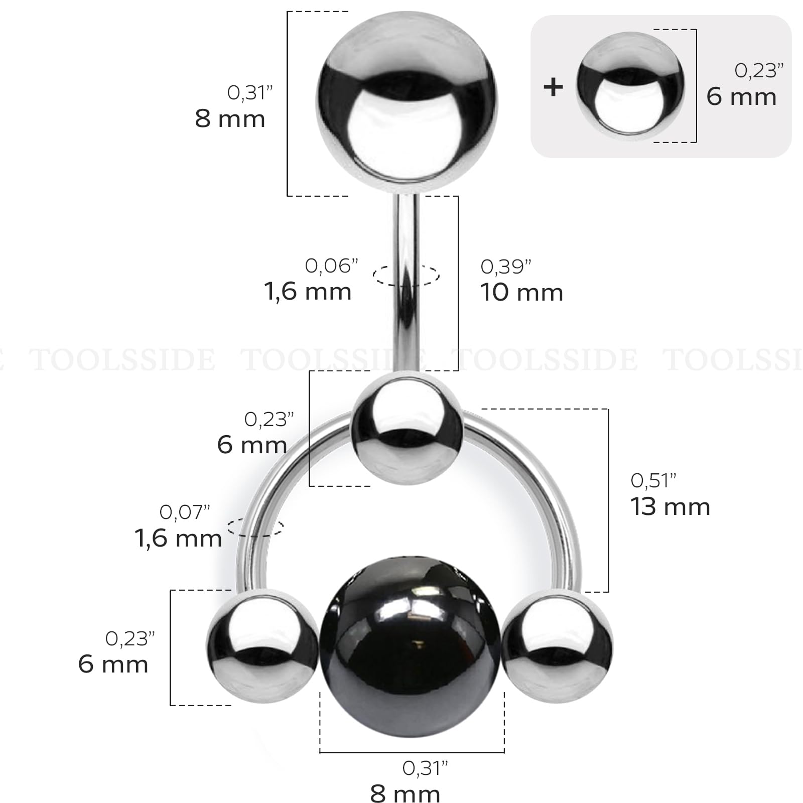 TOOLSSIDE Hood Piercing Jewelry for Genital Piercing - Vch Piercing Jewelry 14g Vertical - Hood Piercing Jewelry for Women - Vch Jewelry Vertical Hood