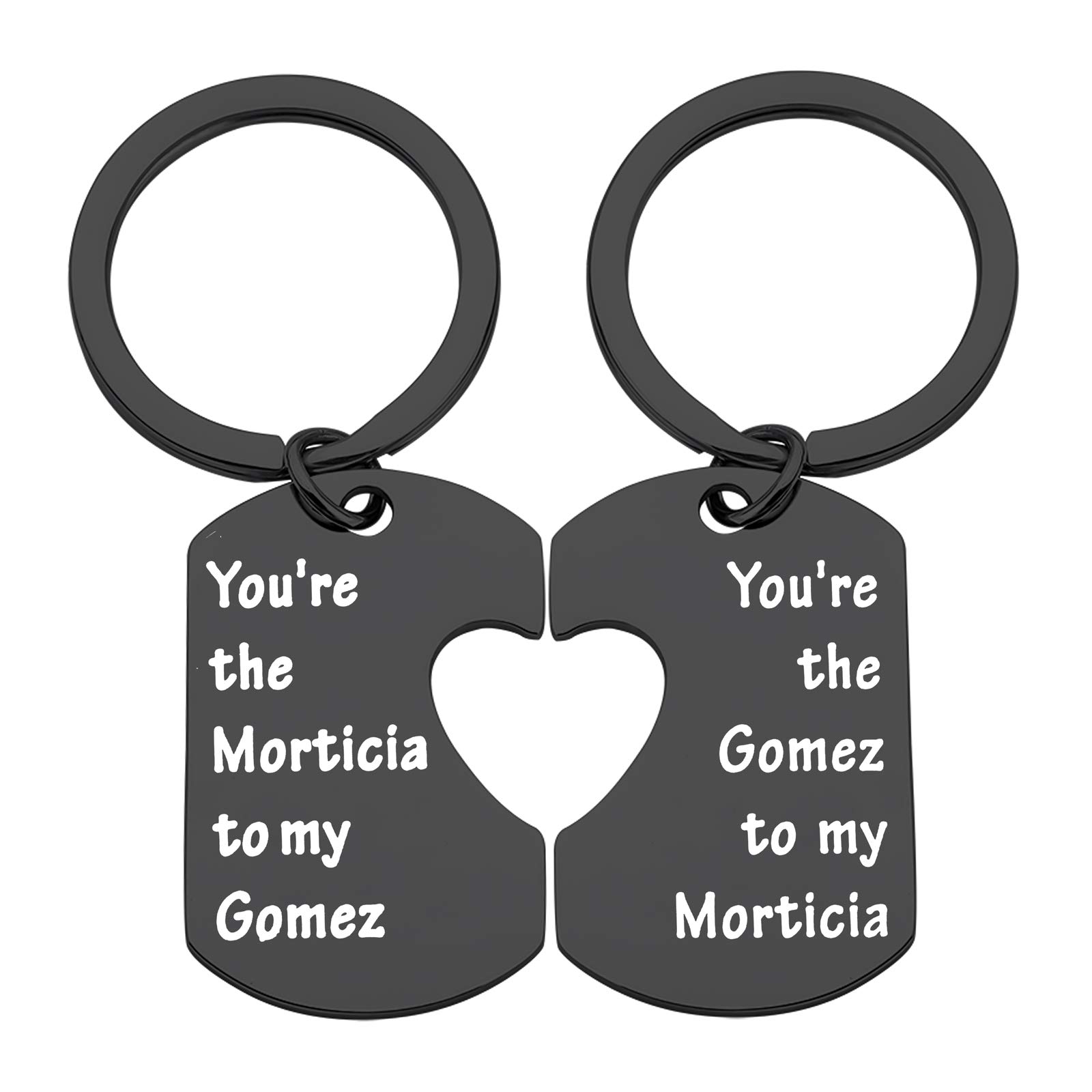 PLITI Musical Inspired Gifts Musical Theatre Gifts Goth Dark Horror Lovers Gifts Gothic Gifts Morticia and Gomez Couple Keychain Sets (Gomez Morticia set black)