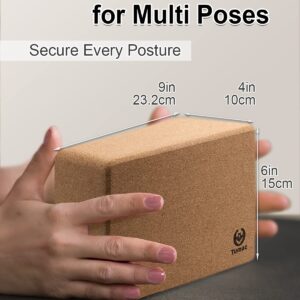 Tumaz Yoga Blocks 2 Pack with Strap Set, High Density/Lightweight EVA Foam Yoga Blocks or Non-Slip Solid Natural Cork Yoga Blocks Set & Premium Yoga Brick for All Yogi [E-Book Included]