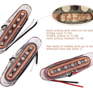 LAMSAM Electric Guitar Pickup Set, Single Coil Pickups Loaded High-output Alnico V Maganet Pole Pieces, Wax Potted Over Wound Pick-up, SSS PUP Replacement Fit 6 String Guitar