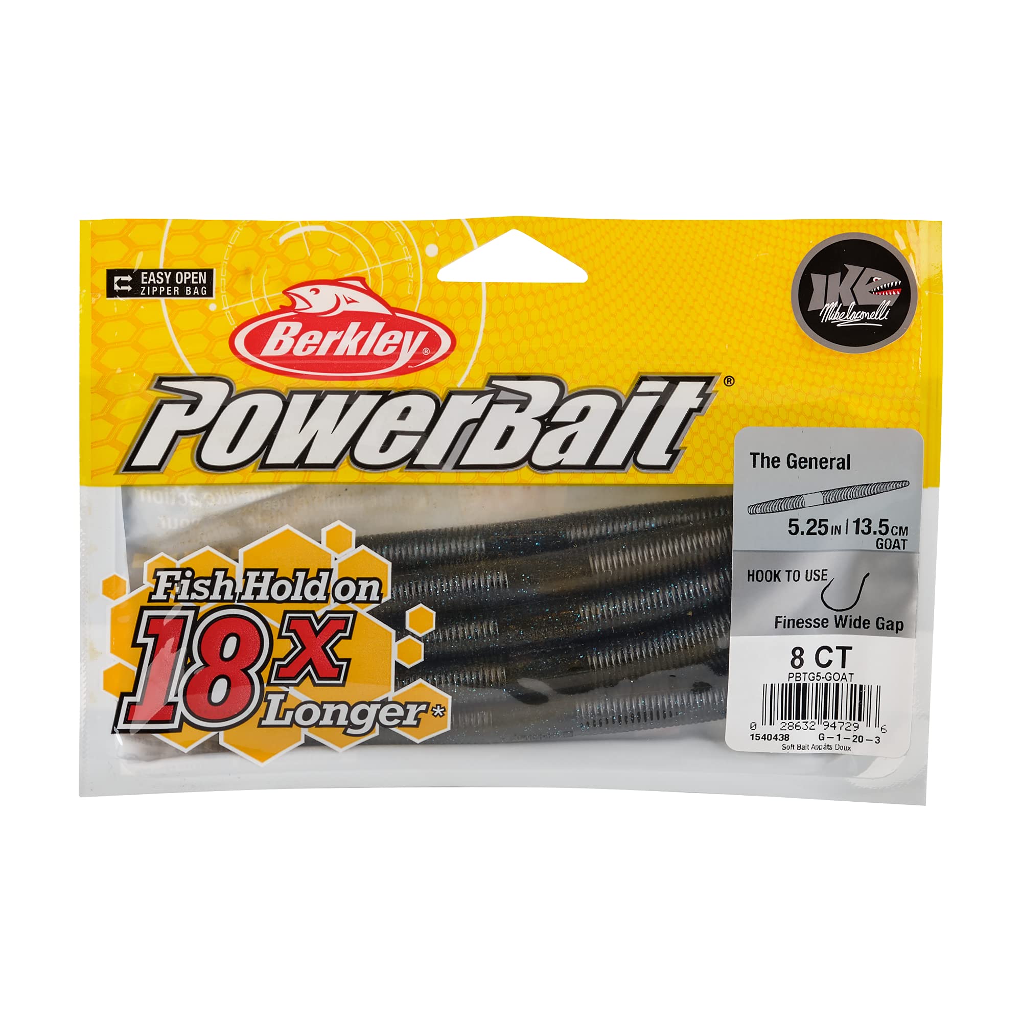 Berkley PowerBait® The General Fishing Bait, Goat, 5 1/4in | 13cm, Soft Stick Bait with Irresistible Flavor, Eye-Popping Colors, Classic Stick Bait Action, Deadly Bass Bait