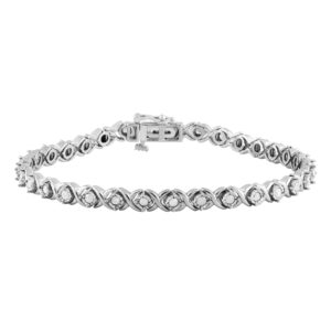 beyond brilliance classy 1.00 carat natural diamond xo bracelet prong set white gold rhodium plated over sterling silver wedding fashion jewelry for women