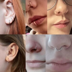 6Pcs 20g Nose Rings for Women Men 316L Surgical Steel Hinged Earring Hoops Rook Helix Cartilage Daith Tragus Earrings 6 mm 8mm 10mm Set