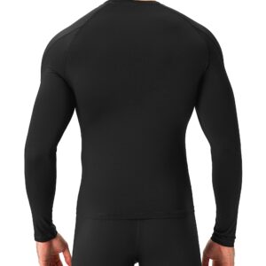 Men's Compression Shirts Long Sleeve, Base-Layer Quick Dry Workout T Shirts Sports Running Tops for Gym Black