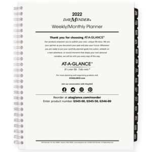 at-a-glance 2022 weekly & monthly planner refill for g545 line planners by at-a-glance, 7" x 8-3/4", medium, executive, dayminder (g54550)