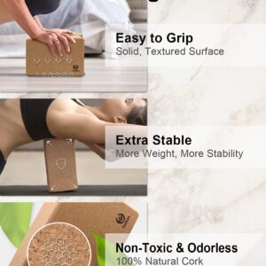 Tumaz Yoga Blocks 2 Pack with Strap Set, High Density/Lightweight EVA Foam Yoga Blocks or Non-Slip Solid Natural Cork Yoga Blocks Set & Premium Yoga Brick for All Yogi [E-Book Included]