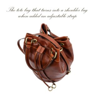 Time Resistance Leather Bucket Bag Full Grain Real Leather Tote Bag for Women