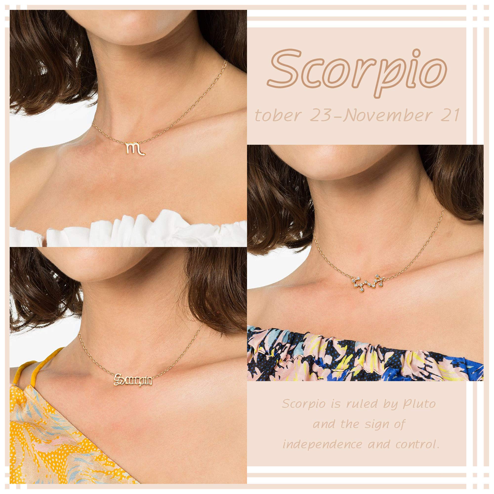 PANTIDE 3Pcs Scorpio Zodiac Layer Necklaces for Women Retro Gold Plated 12 Constellation Pendant Letter Necklace Exquisite Letter Horoscope Old English Zodiac Sign Necklace Jewelry Birthday Gift(Gold)