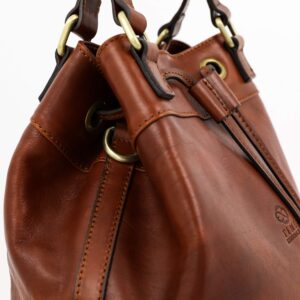 Time Resistance Leather Bucket Bag Full Grain Real Leather Tote Bag for Women