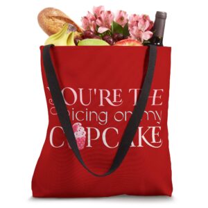 Funny Romantic Valentine's Day Cupcake Design For Love Tote Bag