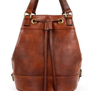 Time Resistance Leather Bucket Bag Full Grain Real Leather Tote Bag for Women