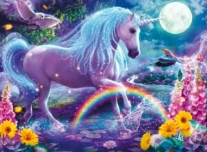 ravensburger glitter unicorn - 100 piece jigsaw puzzle for kids | unique & interlocking pieces | sturdy & glare-free | promotes problem-solving skills | measures 19 x 14 inches