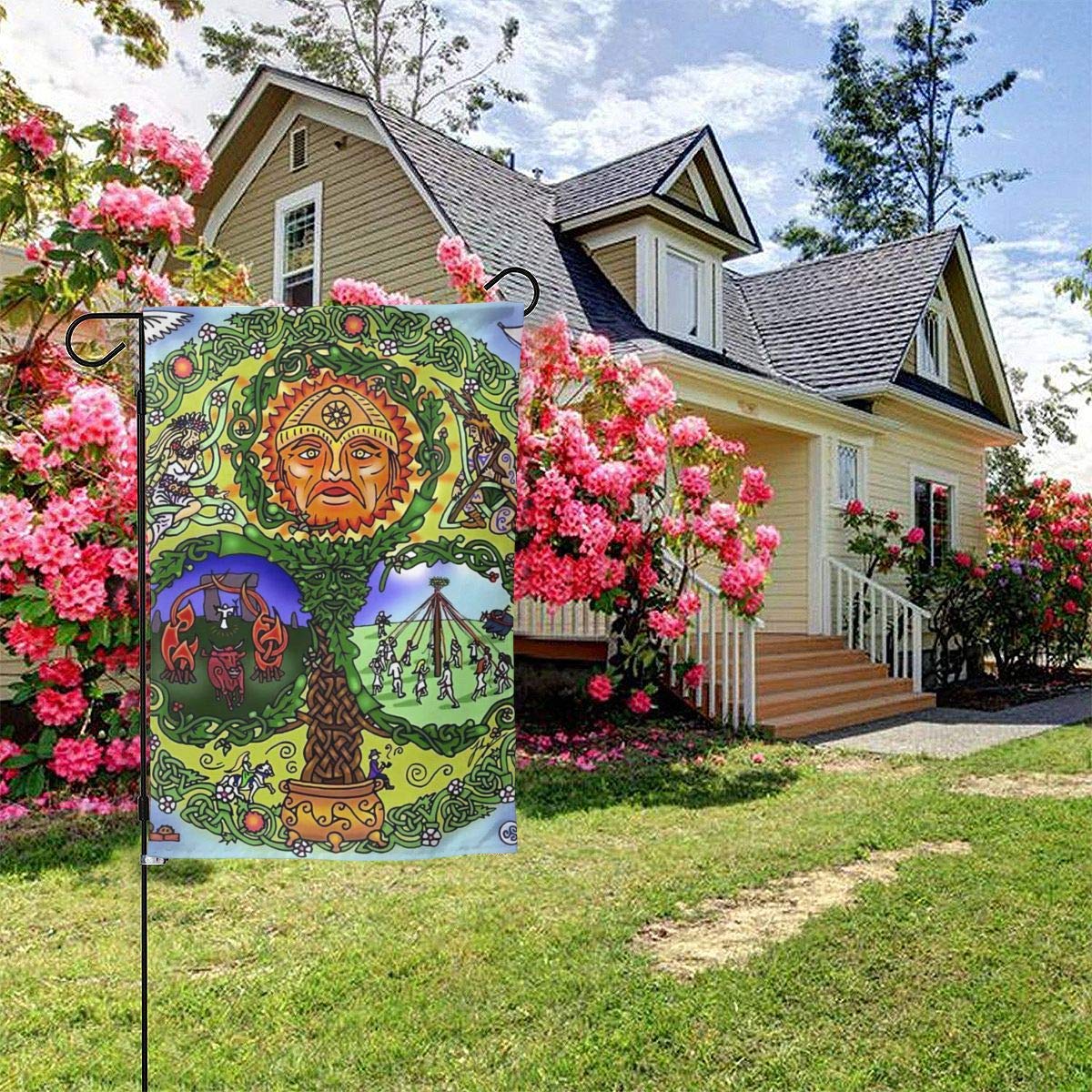 Bonfire Pagan Tree Maypole Seasonal Family Double Sided Garden Flag Outdoor Funny Decorative Flags For Garden Yard Lawn Decor Gift 12 X 18 Inch