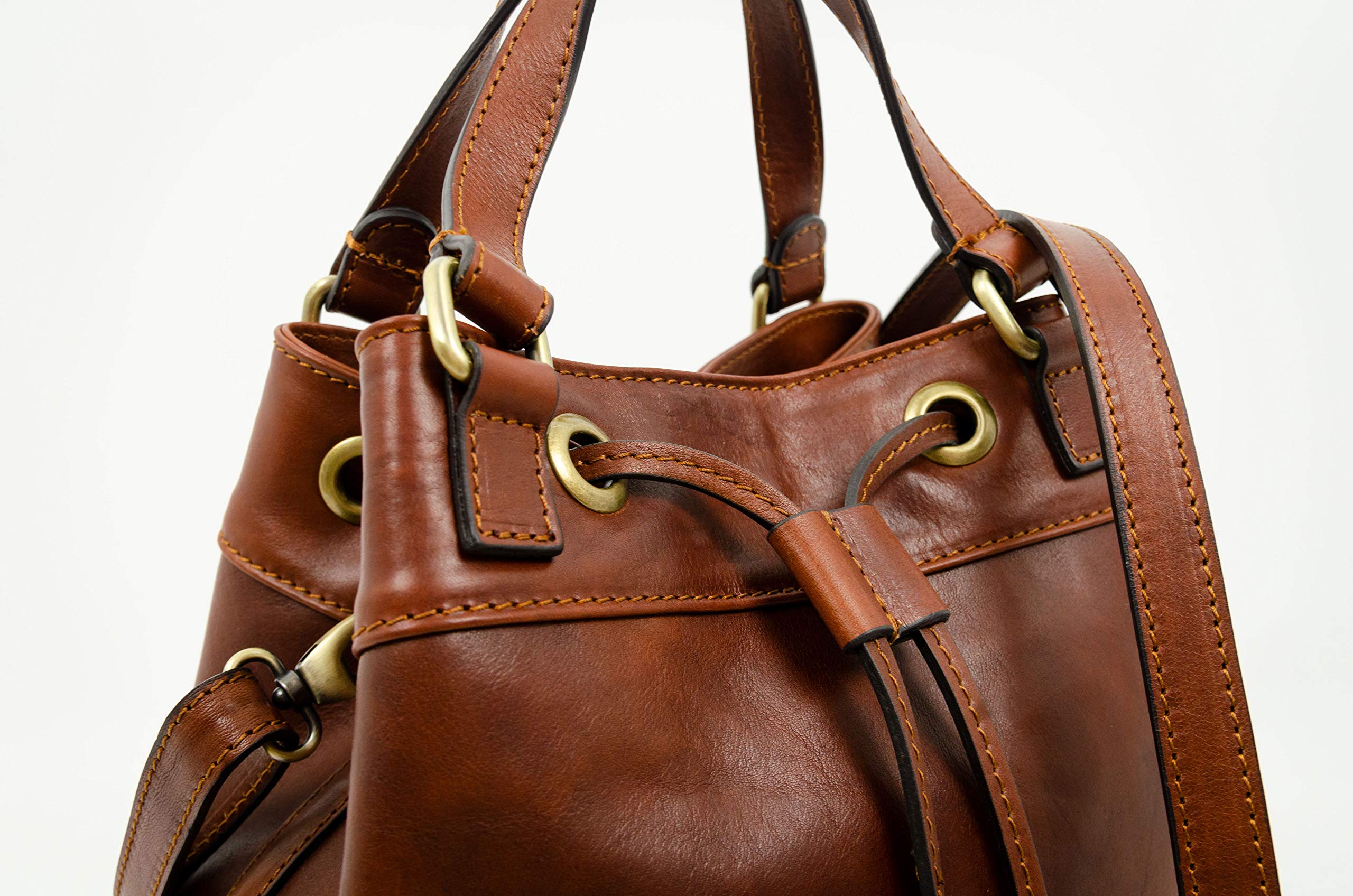 Time Resistance Leather Bucket Bag Full Grain Real Leather Tote Bag for Women