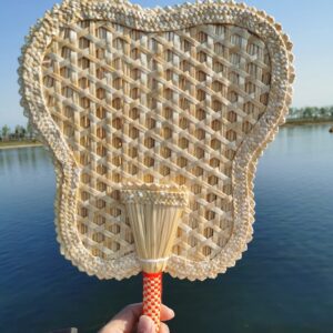 Kailinst Hand Woven Fan,Folding Hand Fan,Wheat Straw Hand Fan,Manual Fan,Hand Fans Women Foldable,Suitable for Summer,Barbecue,Decoration(7.2"Petal Fan)