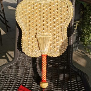 Kailinst Hand Woven Fan,Folding Hand Fan,Wheat Straw Hand Fan,Manual Fan,Hand Fans Women Foldable,Suitable for Summer,Barbecue,Decoration(7.2"Petal Fan)