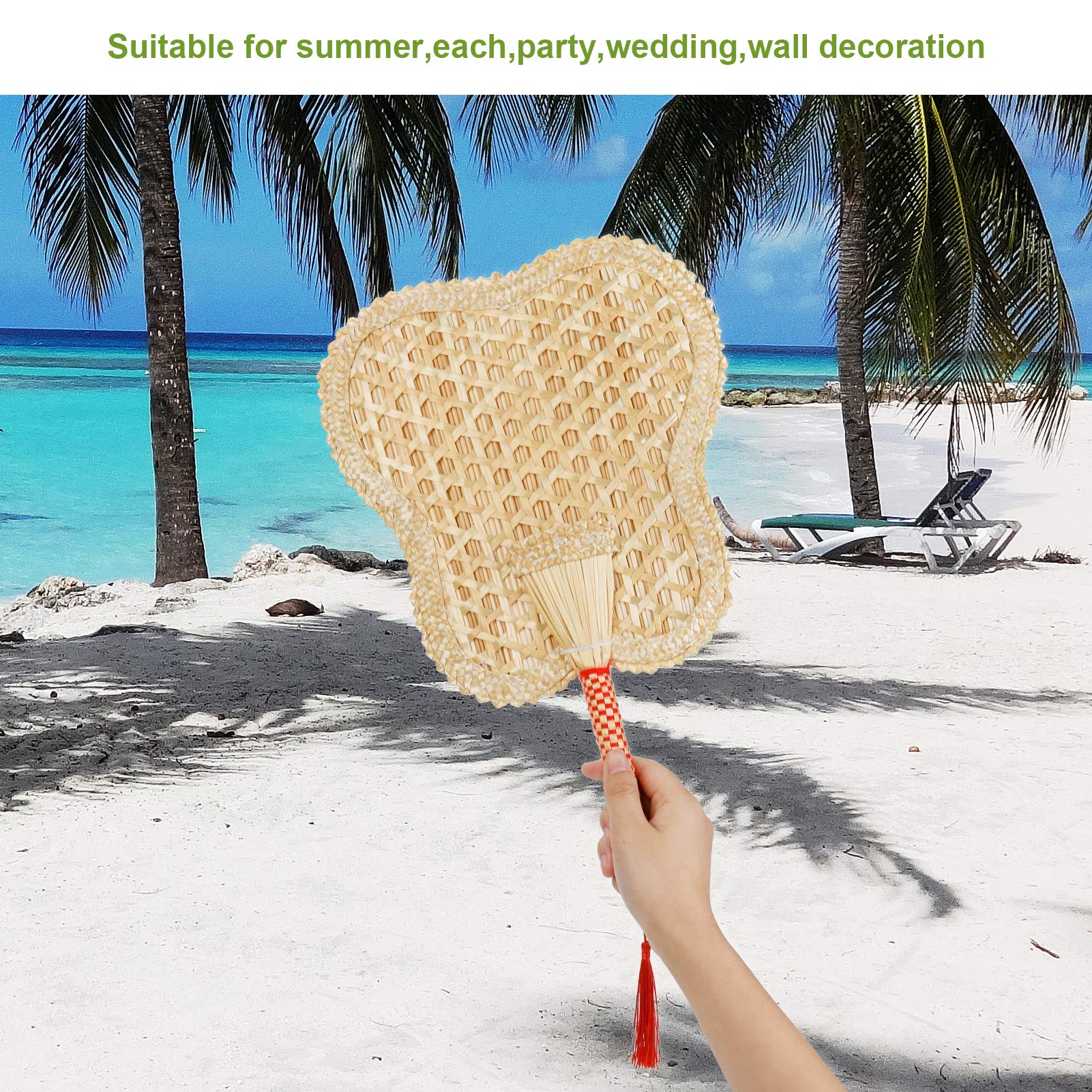 Kailinst Hand Woven Fan,Folding Hand Fan,Wheat Straw Hand Fan,Manual Fan,Hand Fans Women Foldable,Suitable for Summer,Barbecue,Decoration(7.2"Petal Fan)