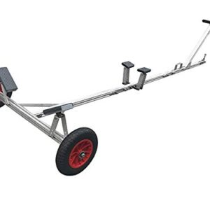 Multisport Portable Carry and Launch Small Boat Trailer, Adjustable Length 4', 7.5', 11', Hitch Sizes 1 7/8", 2", 16" Beach Wheels, Kayak, Canoe, SUP, Paddleboard (With T Bar Dolly Handle)