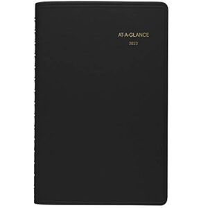 2022 Daily Appointment Book & Planner by AT-A-GLANCE, 5" x 8", Small, Black (7080005)