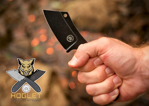 Off-Grid Knives - HOGLET EDC Fixed Blade Knife, Blackwash Blade, G10 Scales & Kydex Sheath with Scout Carry and Vertical Carry Belt Clip, Camping, Hunting, Hiking, Camp Kitchen (Blackout)