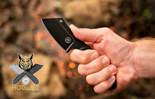 Off-Grid Knives - HOGLET EDC Fixed Blade Knife, Blackwash Blade, G10 Scales & Kydex Sheath with Scout Carry and Vertical Carry Belt Clip, Camping, Hunting, Hiking, Camp Kitchen (Blackout)