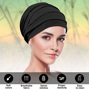 Syhood 5 Pieces Soft Sleep Cap Skull Cap Slouchy Beanie Bonnet Hat Women for Sleeping Hair Loss