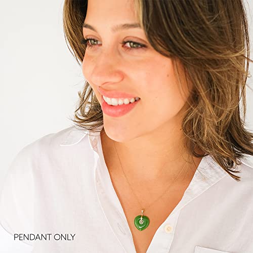 Regalia by Ulti Ramos Genuine Jade Good Fortune Heart Pendant in 14K Yellow Gold (green-jade)