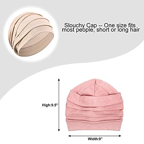 Syhood 5 Pieces Soft Sleep Cap Skull Cap Slouchy Beanie Bonnet Hat Women for Sleeping Hair Loss