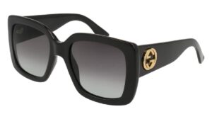 gucci gg0141s 001 53mm black/grey gradient rectangular sunglasses for women + bundle with designer iwear eyewear kit