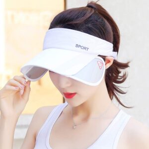 Summer Sun Visor Hat - Women Adjustable Golf Cap with Retractable Brim, UV Protection Beach/Tennis Sport Hat (White)