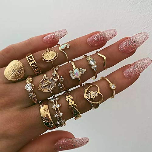 ZZ ZINFANDEL 81PCS Knuckle Ring Set for Women Teen Girls, Boho Vintage Stackable Midi Rings Gold Silver Joint Finger Rings Set Multiple Rings Pack Size 5-10 (A-81PCS)