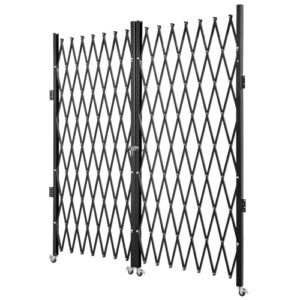 VEVOR Double Folding Security Gate, 63.39" H x 122" W Folding Door Gate, Steel Accordion Security Gate, Flexible Expanding Security Gate, 360° Rolling Barricade Gate, Scissor Gate or Door with Keys