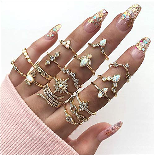 ZZ ZINFANDEL 81PCS Knuckle Ring Set for Women Teen Girls, Boho Vintage Stackable Midi Rings Gold Silver Joint Finger Rings Set Multiple Rings Pack Size 5-10 (A-81PCS)