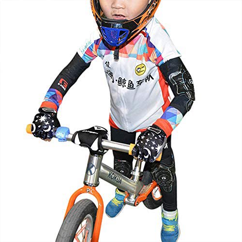 ITODA Kids Cycling Fingerless Gloves Child Driving Sunscreen Riding Half Fingers Anti-UV Protection Touchscreen Cooling Breathable Gloves Full Palm Sports Non-Slip Grip Bike Golf Outdoor Mittens