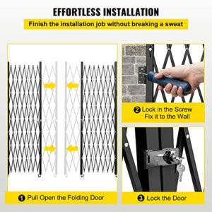 VEVOR Double Folding Security Gate, 63.39" H x 122" W Folding Door Gate, Steel Accordion Security Gate, Flexible Expanding Security Gate, 360° Rolling Barricade Gate, Scissor Gate or Door with Keys