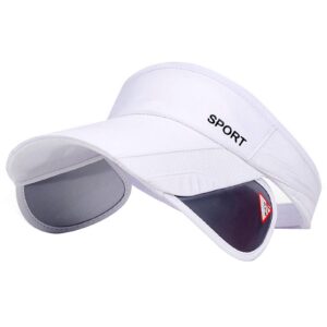 Summer Sun Visor Hat - Women Adjustable Golf Cap with Retractable Brim, UV Protection Beach/Tennis Sport Hat (White)