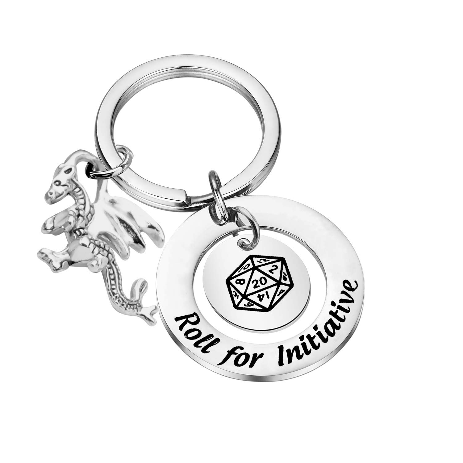 AKTAP Game Inspired Keychain Dragons Jewelry Roll for Initiative RPG Gift for Gamer Keyring