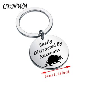 CENWA Raccoon Jewelry Easily Distracted By Raccoons Keychain Raccoon Lover Gift Raccoon Owner Gift (Raccoon K)