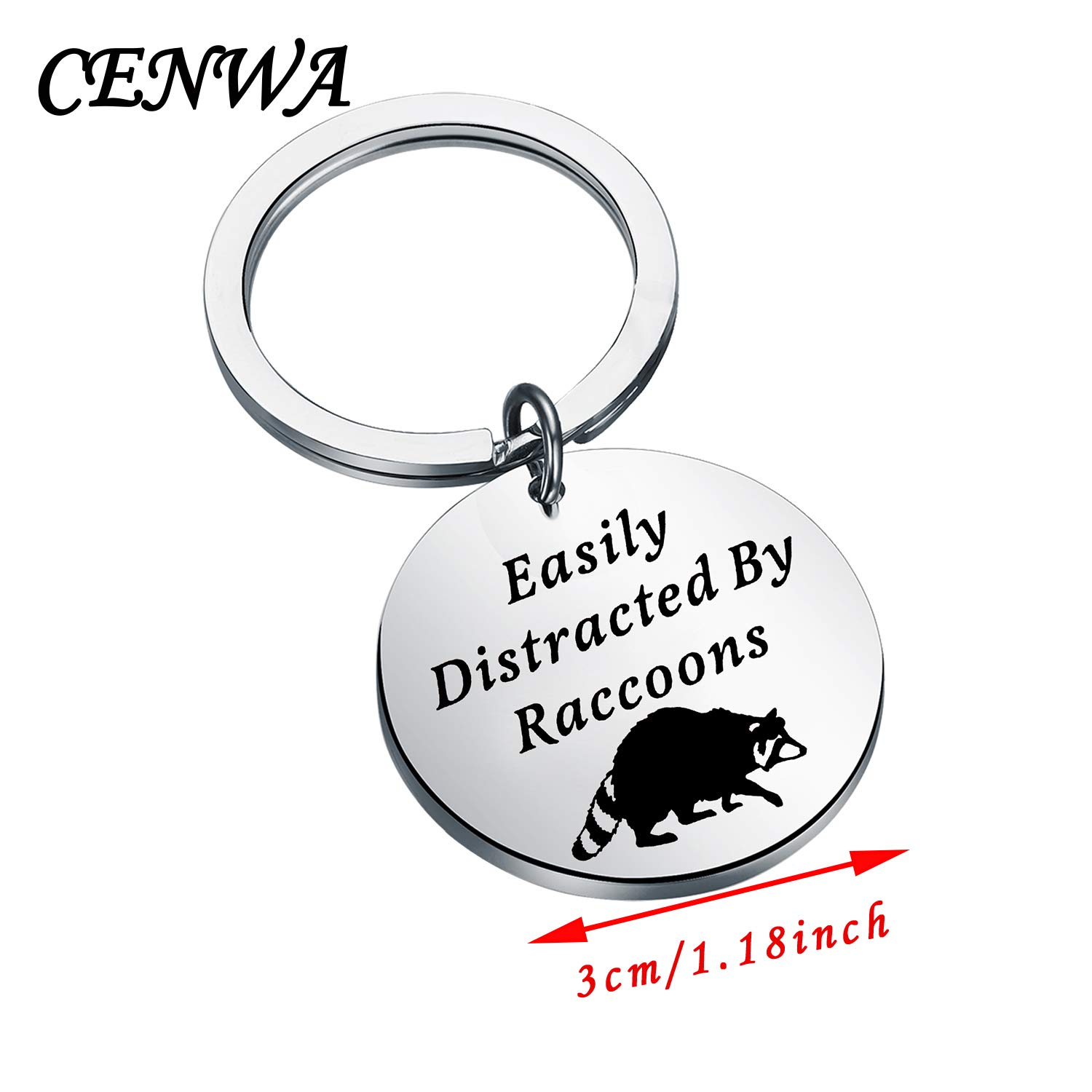 CENWA Raccoon Jewelry Easily Distracted By Raccoons Keychain Raccoon Lover Gift Raccoon Owner Gift (Raccoon K)