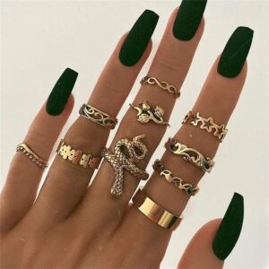 ZZ ZINFANDEL 81PCS Knuckle Ring Set for Women Teen Girls, Boho Vintage Stackable Midi Rings Gold Silver Joint Finger Rings Set Multiple Rings Pack Size 5-10 (A-81PCS)