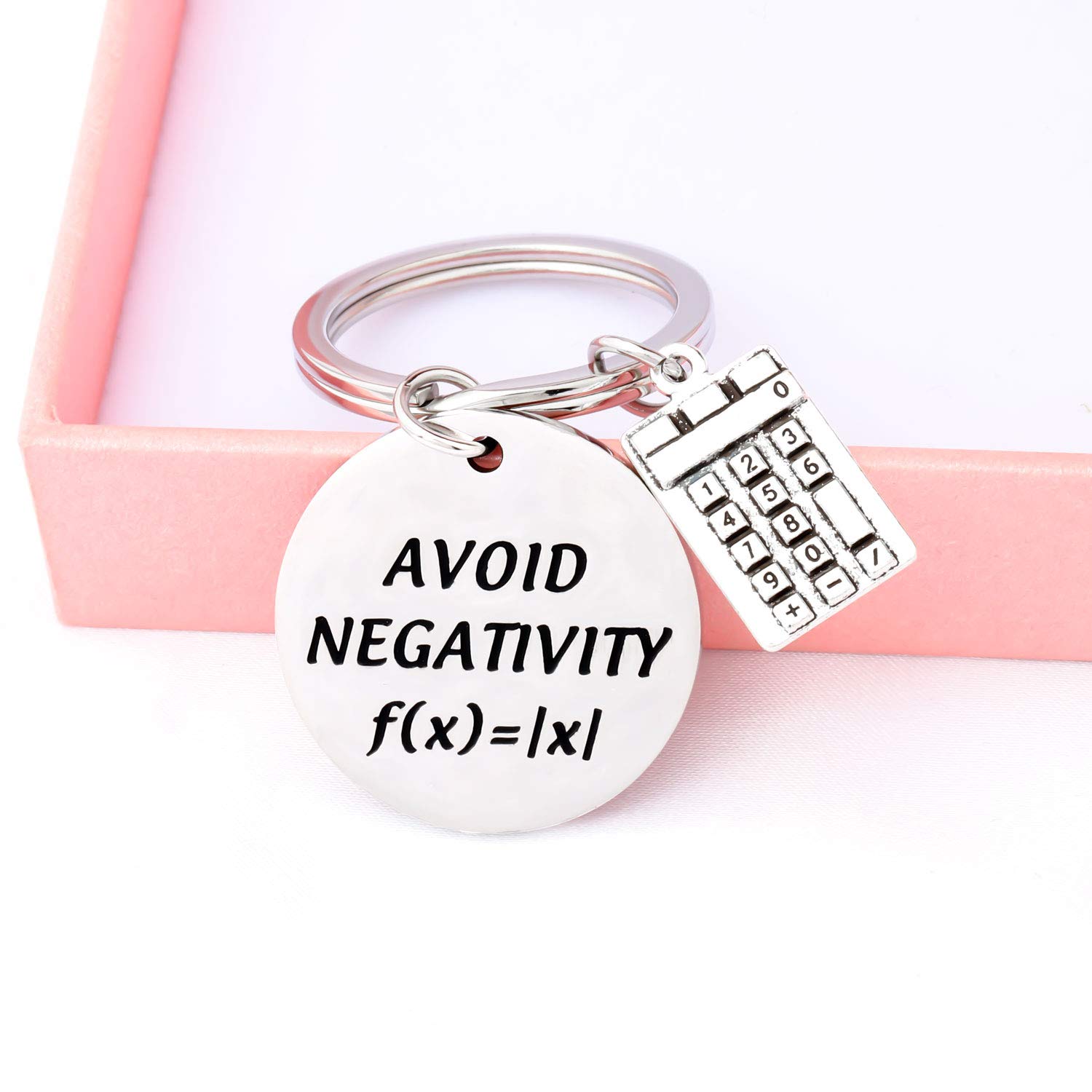 AKTAP Funny Mathematics Gift Avoid Negativity Math Keychain Math Lovers Jewelry Gift for Mathematician Math Student Graduation Gift (Math AVOID Keychain)