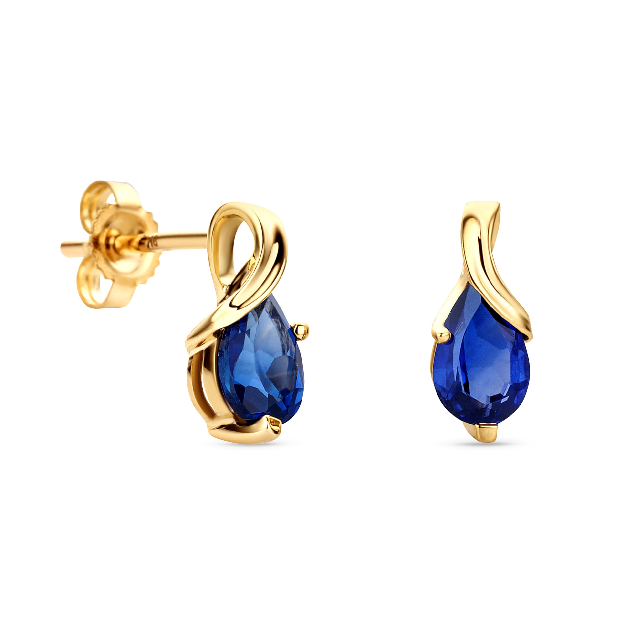 Orovi Drop Dangle Earrings for Women - 14K Yellow Gold Earrings for Women with 0.72 Carat Created Sapphire - Elegant Drop Shape Dangling Womens Earrings Set - Jewelry for Women